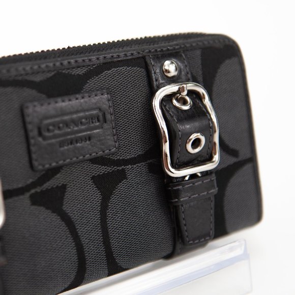 Coach Signature C Zip Clutch Jacquard Wallet with Buckles - Picture 7 of 10
